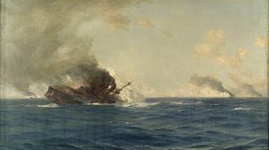 A "Scharnhorst" elsüllyedése a Falkland-szigeteki csatában, 1914. december 8., 1915 körül (olaj, vászon)