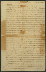 A Függetlenségi Nyilatkozat tervezete, 1776. július 4