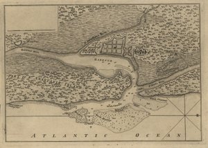 (Szent Ágoston városának és kikötőjének terve. LOC 75693262 alkotó: Thomas Jefferys