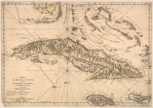Kuba szigetének térképe, a Bahama-szigetekkel, a Floridai-öböl és a Szél felőli átjáróval - angol és spanyol felmérések alapján. LOC 73697703