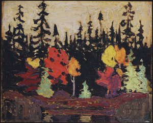 Fekete luc és juhar, 1915 (olaj, falemez) alkotó: Tom Thomson