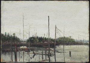 Vízbefulladt föld, 1912 (olaj, papír (dombornyomott vászon textúrával) fán) alkotó: Tom Thomson