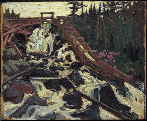 Fa csúszda, 1915 (olaj, kompozit fa-pép lemez) alkotó: Tom Thomson