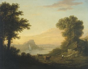 Klasszikus táj folyóval alkotó: Thomas Jones
