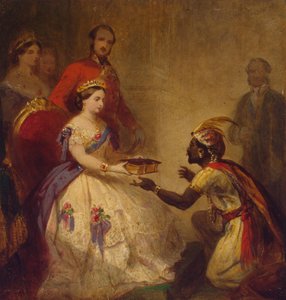 Viktória királynő Bibliát ad egy afrikai törzsfőnöknek (Anglia nagyságának titka) alkotó: Thomas Jones Barker