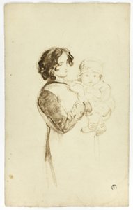 Fiatal nő gazdaság baba alkotó: Thomas Jones Barker
