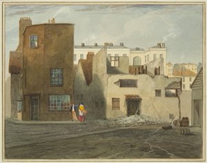 A betegszoba hátulja, a Whitson Streetet ábrázolva (ceruza és akvarell papíron) alkotó: Thomas Leeson the Elder Rowbotham