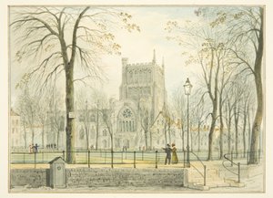 Bristoli katedrális és College Green (akvarell papíron) alkotó: Thomas Leeson the Elder Rowbotham