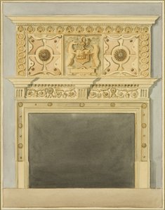 Kéménydarab Robert Adams házában (akvarell papíron) alkotó: Thomas Leeson the Elder Rowbotham