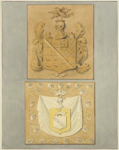Címerek a Langton Mansion bejáratánál, a hátoldalon (akvarell papíron) alkotó: Thomas Leeson the Elder Rowbotham