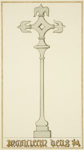 Kereszt régi sírkövön a Szent János-templom kriptában (akvarell papíron) alkotó: Thomas Leeson the Elder Rowbotham