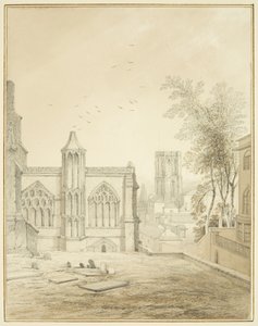 St Mary Redcliffe keleti vége, a Temple Church (ceruza és akvarell papíron) látható alkotó: Thomas Leeson the Elder Rowbotham