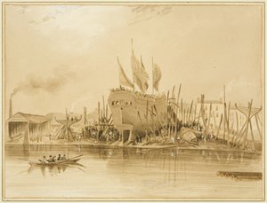 Keleti Wapping Dock, Az "Avon" indítása, 1826 alkotó: Thomas Leeson the Elder Rowbotham