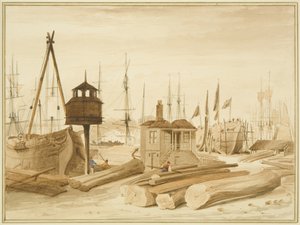 Keleti Wapping Dock, az "Avon" barque elindításával alkotó: Thomas Leeson the Elder Rowbotham