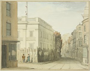Lenézett a Broad Streetre az új tanácsházzal (akvarell papíron) alkotó: Thomas Leeson the Elder Rowbotham