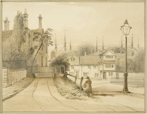 Lower College Green vagy College Square (akvarell papíron) alkotó: Thomas Leeson the Elder Rowbotham