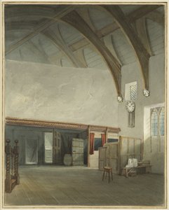 Szoba egy házban a Cider House Passage-ben, a Broad Street mellett (akvarell papíron) alkotó: Thomas Leeson the Elder Rowbotham