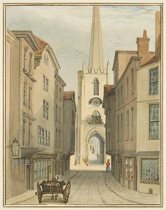 Szent János-torony és a Karácsony utca egy része (akvarell és testfesték papíron) alkotó: Thomas Leeson the Elder Rowbotham