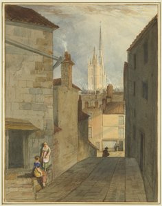 Lépések a Trenchard Lane-től a Host Streetig (akvarell papíron) alkotó: Thomas Leeson the Elder Rowbotham