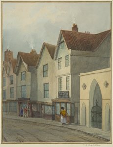 A Temple Street a Gateway to Temple Church képét mutatja (akvarell papíron) alkotó: Thomas Leeson the Elder Rowbotham