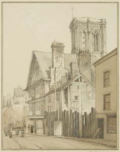 Temple Street, a Templom tornya látható (akvarell papíron) alkotó: Thomas Leeson the Elder Rowbotham
