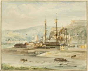 Az Overfall Dam, a Floating Dock és a Cumberland-medence közelében alkotó: Thomas Leeson the Elder Rowbotham
