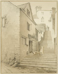 A Griffin Lane-t és a Church Lane-t összekötő lépcsők (akvarell papíron) alkotó: Thomas Leeson the Elder Rowbotham