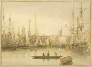 Kilátás az úszó kikötőre a Redcliffe Back Ferryről alkotó: Thomas Leeson the Elder Rowbotham