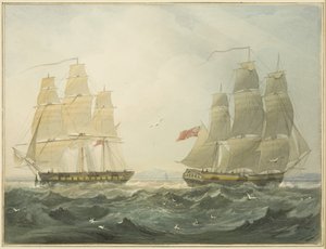 Nyugat-Indiaman "Union" és "Ann" jön a Bristol-csatornán alkotó: Thomas Leeson the Elder Rowbotham