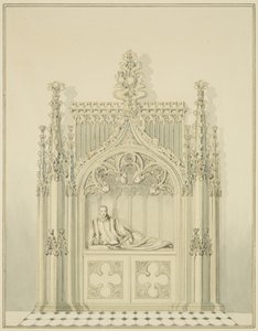 Whitson-emlékmű, a Szent Miklós-templom tornya alatt (ceruza és akvarell papíron) alkotó: Thomas Leeson the Elder Rowbotham
