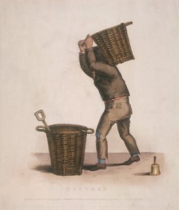Szemeteskosarat cipelő poroszló a hátán, 1820