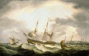 Három mester sodródása a mélypontokban kéznél lévő segítséggel (olaj, vászon) alkotó: Thomas Luny
