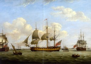 HMS Maria Anna-Earl of Chatham- Achilles-Thomas Luny