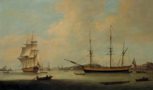 Az amerikai Granville hajó Deptfordnál alkotó: Thomas Luny