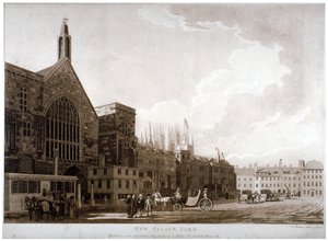 A New Palace Yard és a Westminster Hall bejárata, London, 1782. alkotó: Thomas Malton II