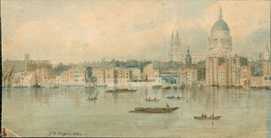 Panoráma a Temze folyó északi partjáról, 13 részből álló kép alkotó: Thomas Mann Baynes