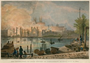 A Parlament épületeinek tűz pusztítása 1834. október 16-án alkotó: Thomas Mann Baynes