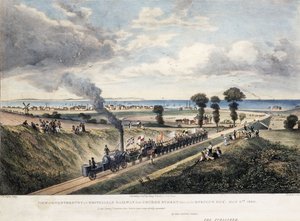 Kilátás a Canterbury és a Whitstable vasútra a Church Street felől, a megnyitó napján, 1830. május 3-án, kb. 1830