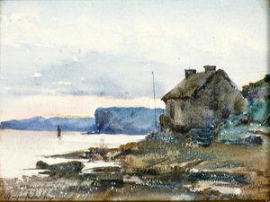 Halászkunyhó (akvarell papíron) alkotó: Thomas Marjoribanks Hay