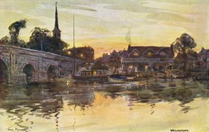 Temze folyó: Wallingford (színes litográfia) alkotó: Thomas Maybank