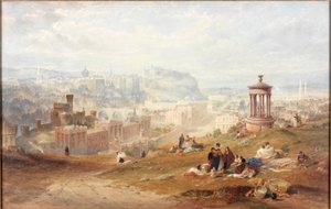 Edinburgh a Calton Hillsből (akvarell papíron)