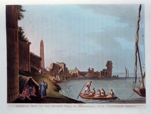 Alexandria ókori falának külső képe Kleopátras tűvel, 1802.