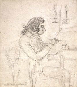 J. M. W. Turner rajzasztalnál; Verso: Mrs. Monro Asleep (ceruza törtfehér fektetett papíron)