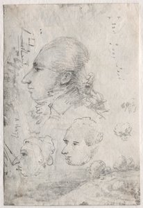 Tanulmányok a fejekről verso, c. 1820-as évek.