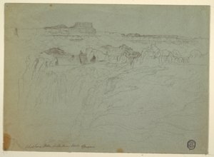 Rajz, Shoshone-vízesés, Snake River, Idaho, 1875 alkotó: Thomas Moran