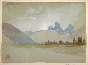 Rajz, The Tetons, Idaho, 1879 alkotó: Thomas Moran