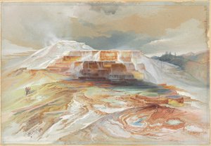 A Gardiner folyó meleg forrásai, Yellowstone alkotó: Thomas Moran
