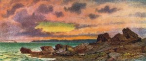 Viharos naplemente, part St John közelében, New Brunswick (színes litográfia)