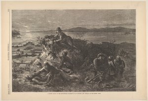 Éjszakai cserkész délnyugaton – Egy előőrs meglepetése és a Lázadó felmérése..., 1863. április 4. alkotó: Thomas Nast
