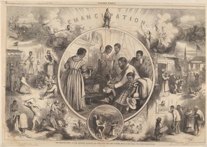 A fekete emancipációja – A múlt és a jövő a Harpers Weeklytől, 1863. január 24. alkotó: Thomas Nast